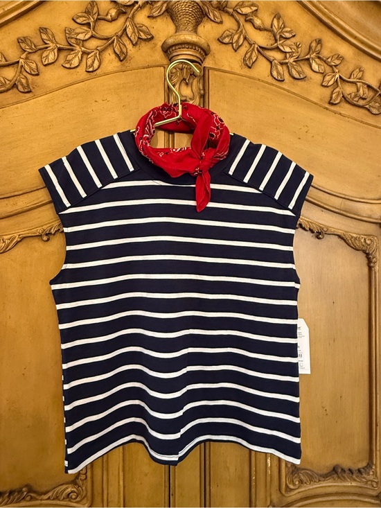 Time and Tru Tops - Time and Tru Navy and White Striped Crewneck Tank